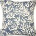 Indigo Blue Pillow Cover Sea Coral Beige Outdoor Indoor Decorative 18x18