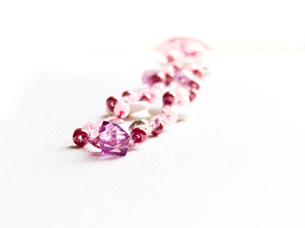 Pink pastel skinny headband bead crochet rope. Spring summer fashion rustic chic avidteam