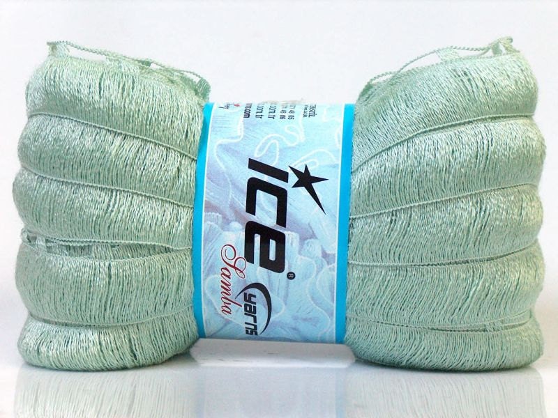 FREE Worldwide Shipping Samba yarn. Mint green. Ruffle scarf yarn , frilly Fresh summer, trending yarn, ICE