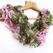 Spring fashion scarf green pale pink ruffled lace accessories, frilly ruffle curly scarf, collar, long knitted, wrap, neckwarmer, avidteam