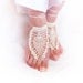 Bridal cream white barefoot crochet sandals. beach wedding, bottomless sandals, Lolita shoes sexy foot jewelry, Victorian  lace
