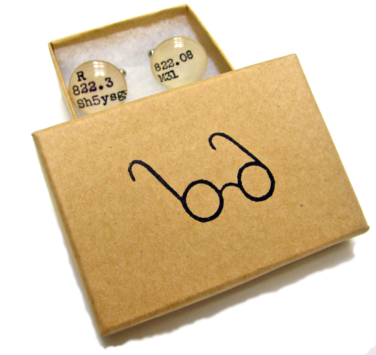 Groomsmen Men's Cuff Links Gold or Silver Dewey Decimal Vintage Card Catalog Bridal Package of 5 Pairs