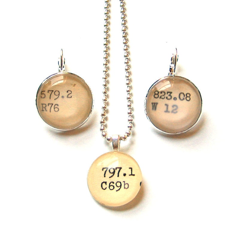 Dewey Decimal Vintage Card Catalog Brass Lever Back Earrings