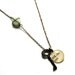 Extra Long Necklace with Green Milk Glass Accent and Skeleton Key Reclaimed Library Card Pendant