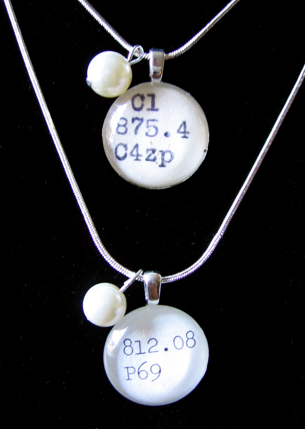 Bridesmaid Necklaces with Pearl and Library Book Charm Bridal Package of 5