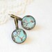 Spring Cherry Blossoms Earrings Wearable Photo Art Vintage Inspired - Shabby Chic - Robin blue egg - Aqua Blue Mint Green - Mothers Day