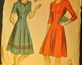 Misses' Dress Size 12 Bust 30 Vintage 1940s Sewing Pattern- DuBarry 5348