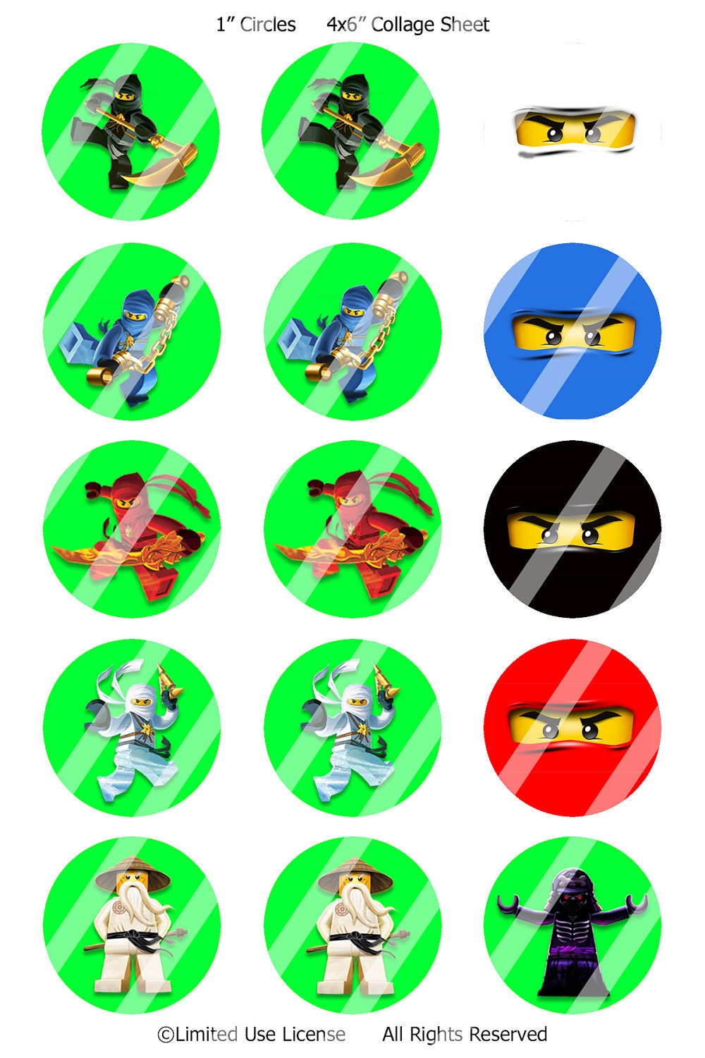 Ninjago Lego Bottle Cap Image collage sheet (318)
