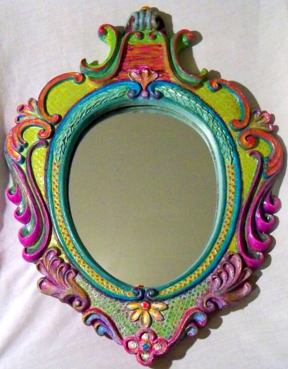 Hand Painted Vintage Mirror by JoanieLovesChotkies on Etsy