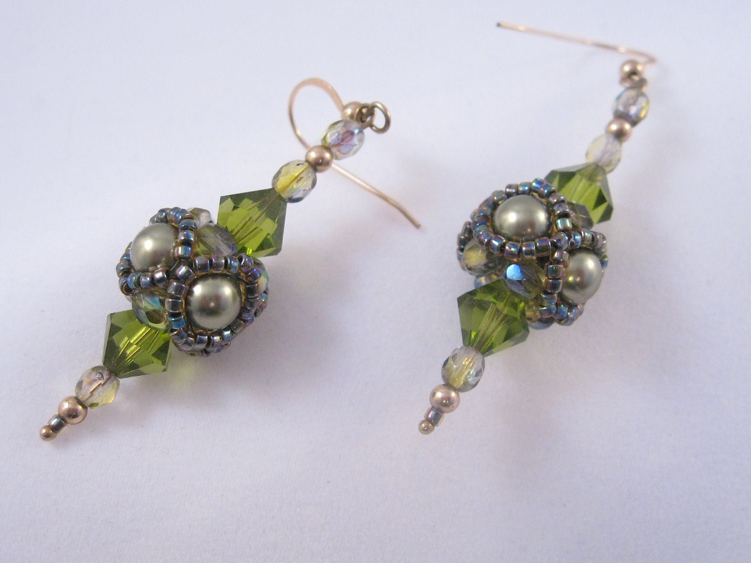 Swarovski Crystal Beadwoven Earring Dangles with Gold-Filled Wires