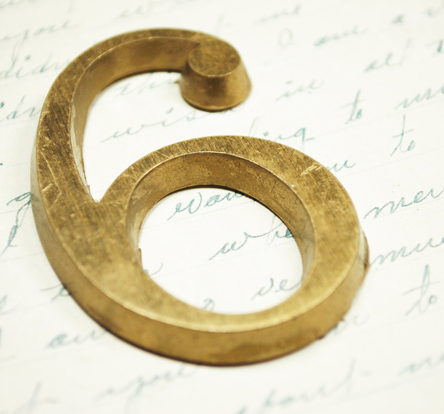 Brass Number 9 or 6 - Nine or Six Gold Street Address Sign Hardware Steampunk