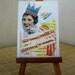 Original collage ACEO, Pretty Lady, Crown, Princess, Crayon, Small Art Card, Collectible, Original Artist Card Red, Blue, Yellow