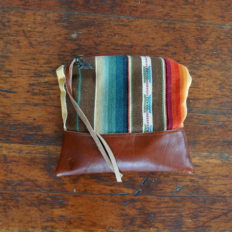 Santa Fe Clutch - Unique Handmade Bohemian Fabric and Leather - Environmentally Conscious (purse/bag/pouch/handbag/designer)