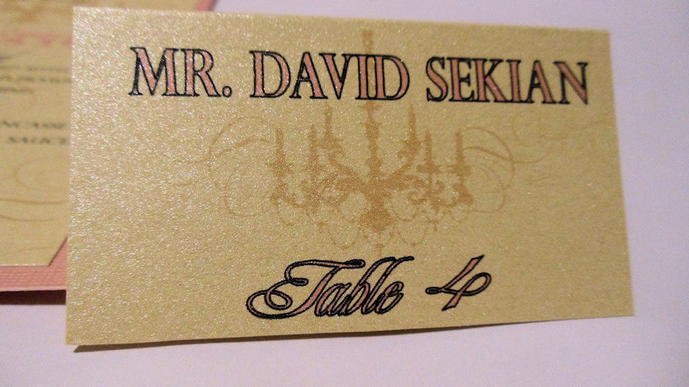 Carol Collection - 50  Escort Place Cards for Wedding with Chandeliers and Flourish
