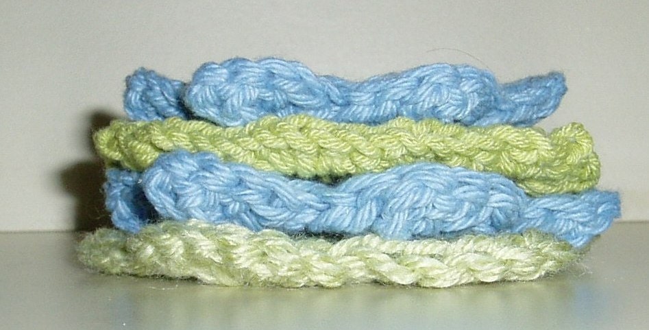 Washcloths,  dishcloths, green and blue wash cloths