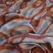 RESERVED - 2.5 YARDS Hand Painted Silk Habotai - Water Color Technique - Brown Swirls on Blue Background