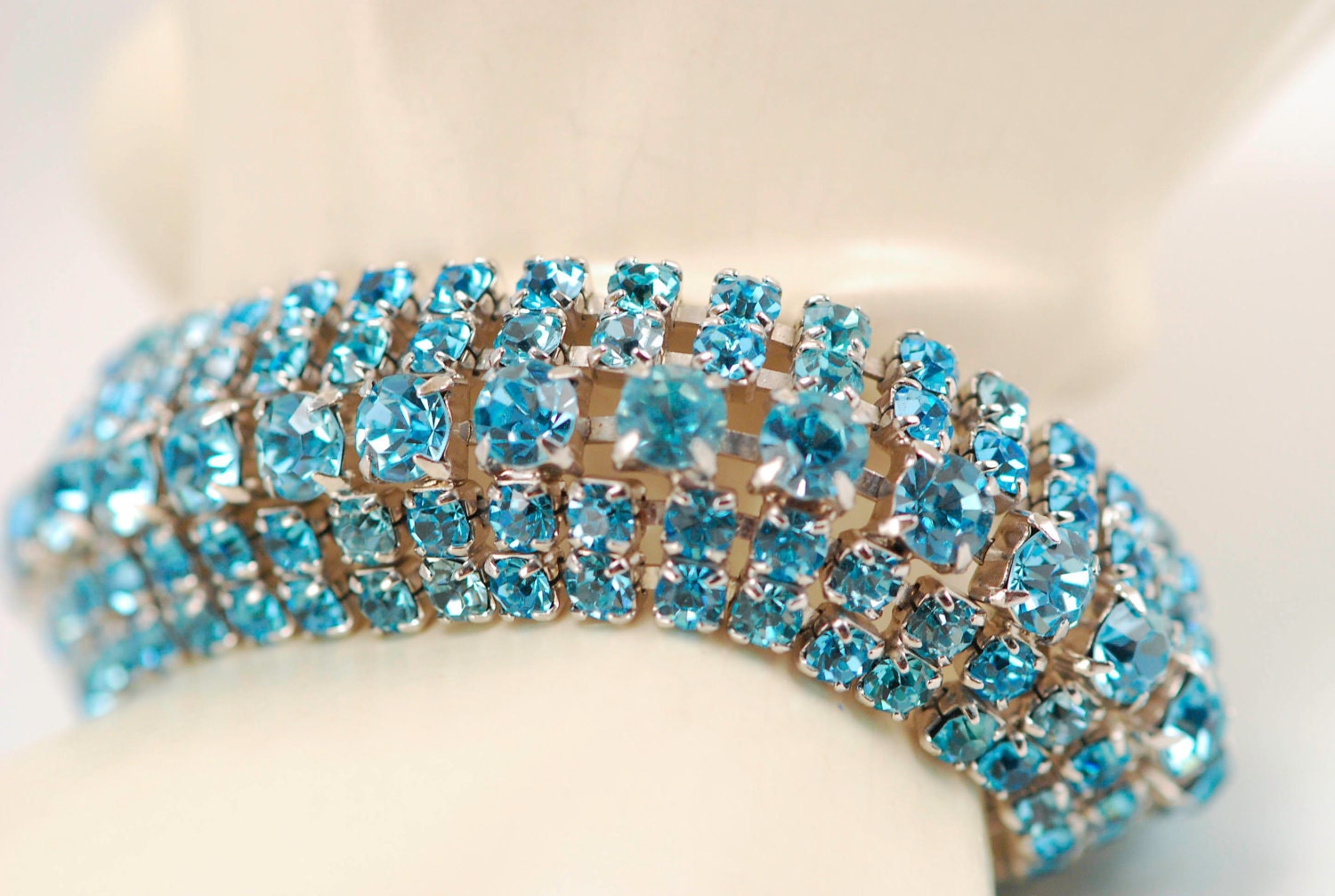 Blue Domed Rhinestone Bracelet