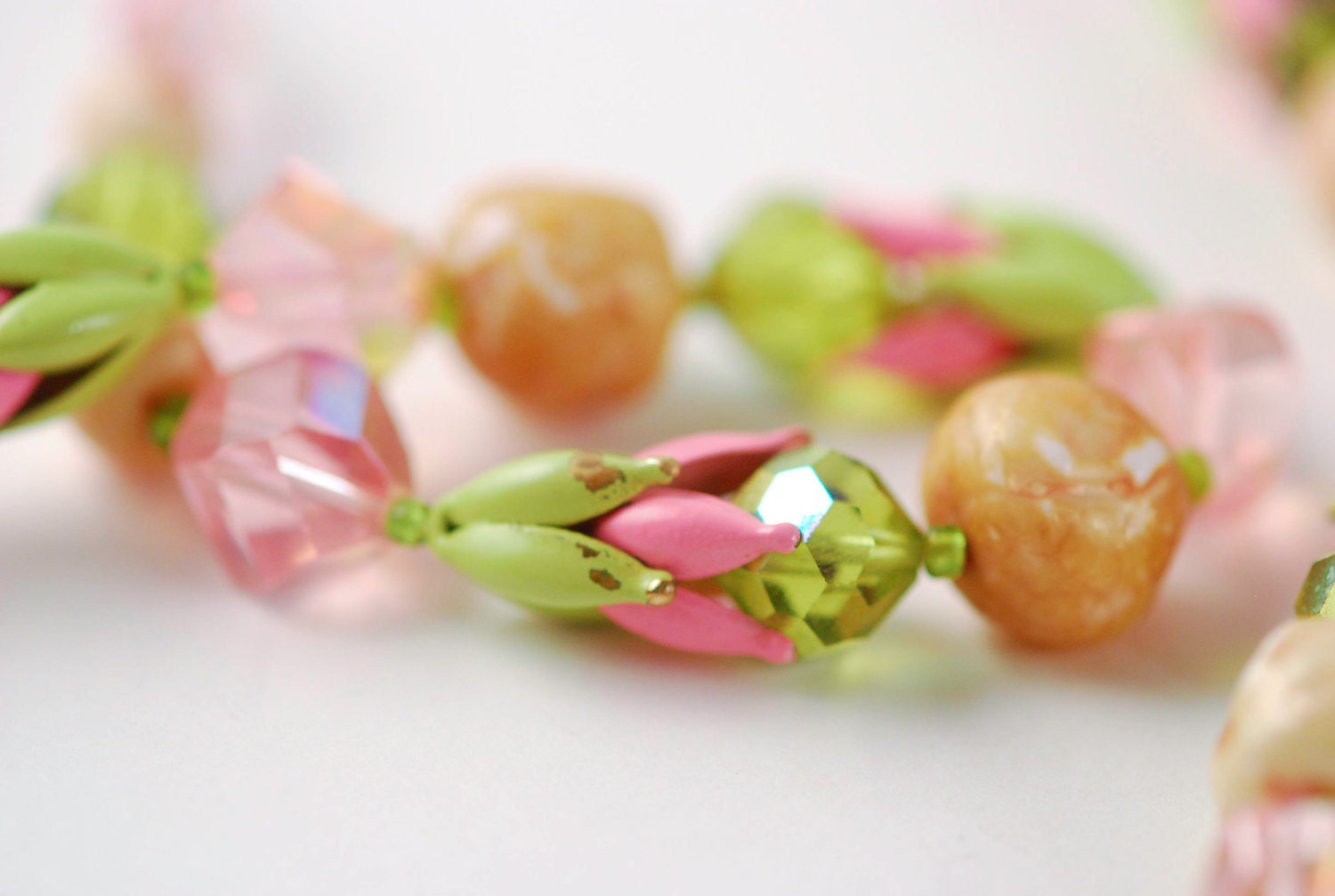 Pink & Green Necklace Set - Vendome