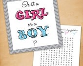 Gender Reveal Word Search Card With Envelope