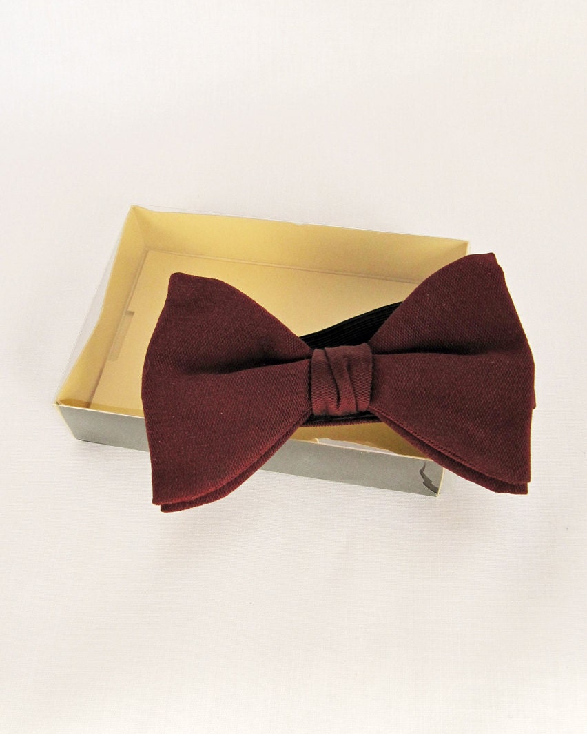 Vintage Burgundy Dark Red Acetate Pre-Tied Adjustable Dandy Bow Tie by AKCO - Boxed