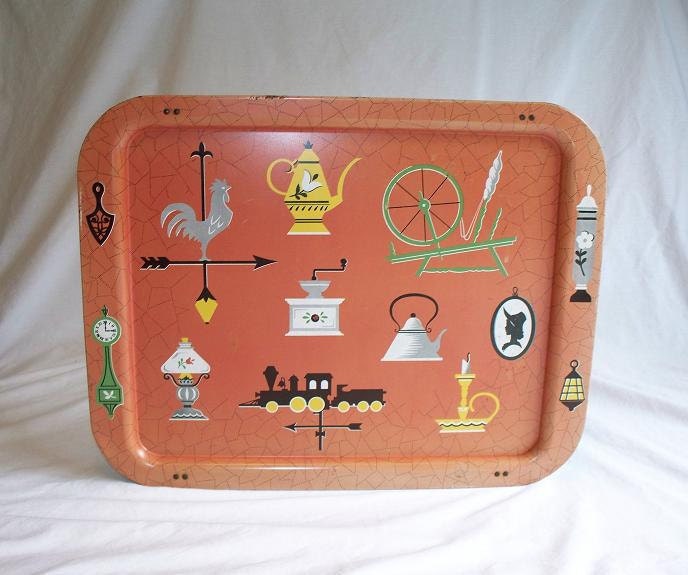 Vintage Metal TV Trays In Stand Set of Four by MidCenturynMore