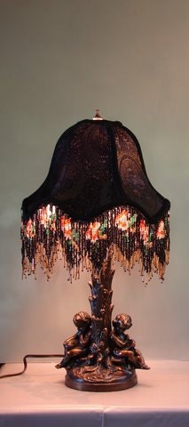 Old World, Casablanca style, One of A Kind Lampshade w/ Base - "Midnight Romance"