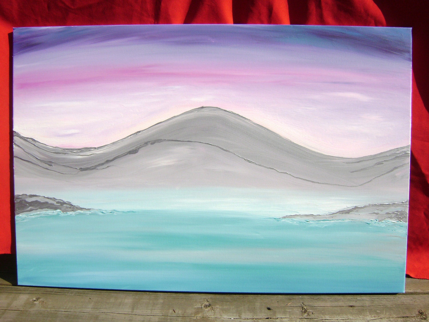 Imagination - Original Abstract Acrylic Painting Canvas Blue Purple Mountains - 24 x 36