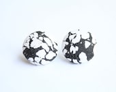Handmade Button Earrings Black and White