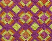 May Sale - Girl Quilt - Wall Hanging - Lap Quilt - Batik in Pink, Orange and Yellow
