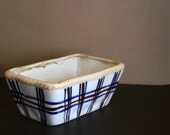 Vintage Ceramic Planter Pot Red White Blue Preppy Plaid
