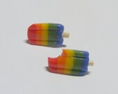 Rainbow Ice Lolly Miniature Food Earrings - Miniature Food Jewelry