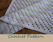 Instant Download PDF Crochet Pattern: Lemon, Lilac, Lime and White Lace Style Baby Blanket, US instructions with HanJan crochet tutorial