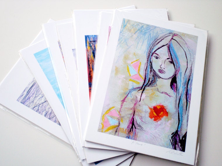 Get 3 for 75 - A4 Print Bundle Special Wall Art Decor Original Abstract Artwork Mixed Media Girl Woman Painting Glicee Australian