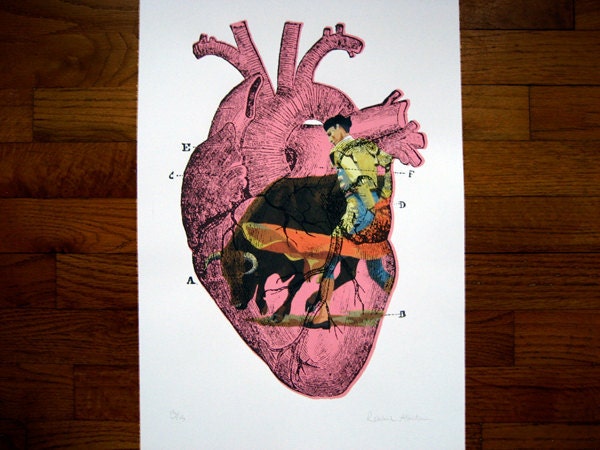 Screenprint, Heart and Matador (Pink)