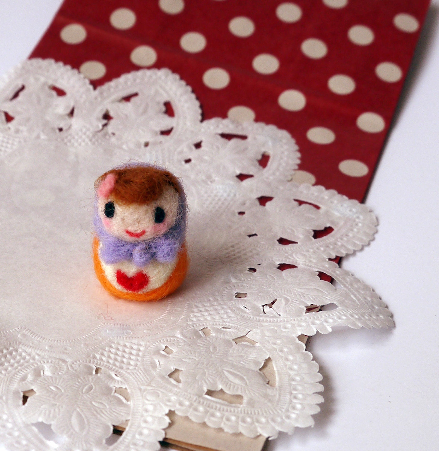 Light Purple Lavender Needle Felted Felt RUSSIAN DOLL Toy Miniature - Love Gift for Mother Children Wife