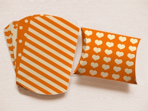 Printable Pillow Box Set of 5 in ORANGE DIY Packaging St Patricks Instant Download