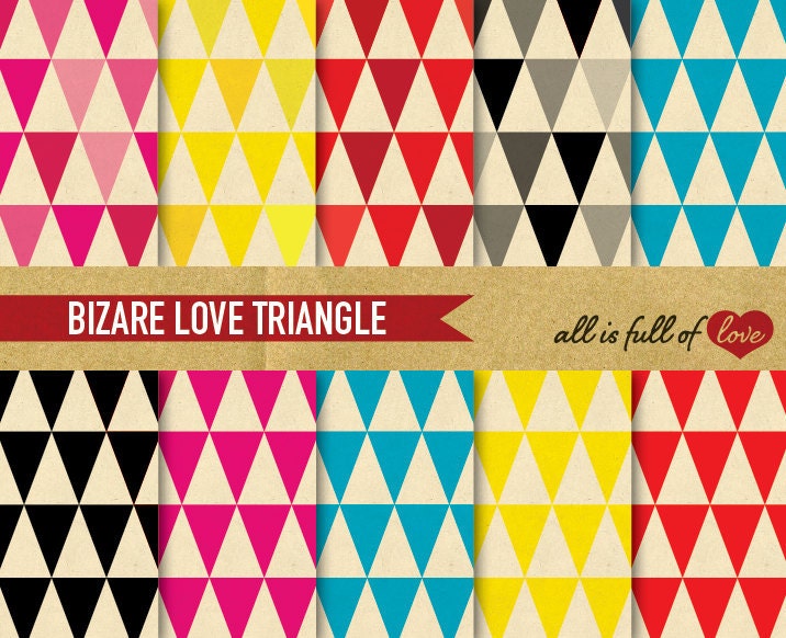 Digital Scrapbooking Paper Pack BIZARE LOVE TRIANGLE Instant Download