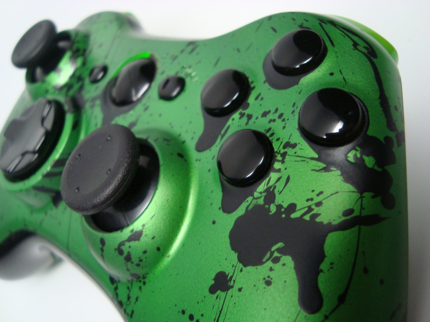 Green with Black Splatter Custom Video Game Controller