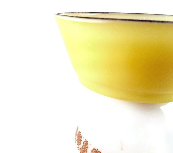 Vintage Recycled Lemon Yellow Fire King Milk Glass Handmade Soy Candle