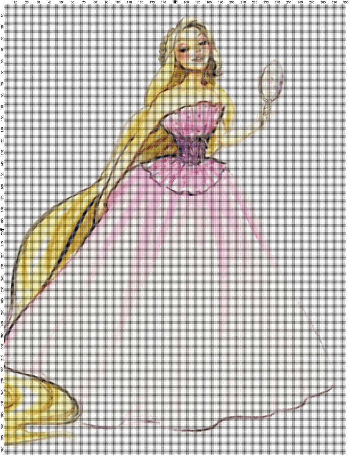 Disney Designer Princess Doll Rapunzel (Tangled) Cross Stitch Pattern PDF (Pattern Only)