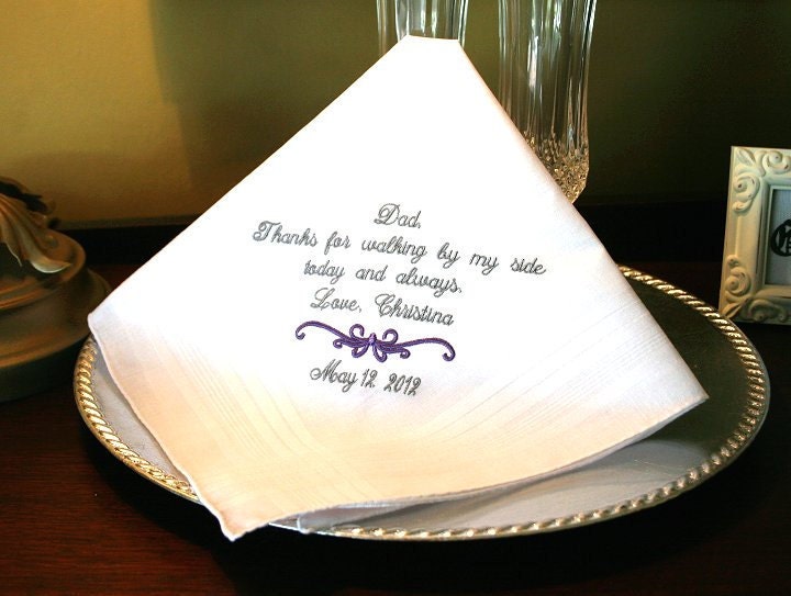 Father of The Bride Handkerchief -Hankie - Hanky - Thanks for Walking by My Side- Gift for Father of the Bride - Wedding