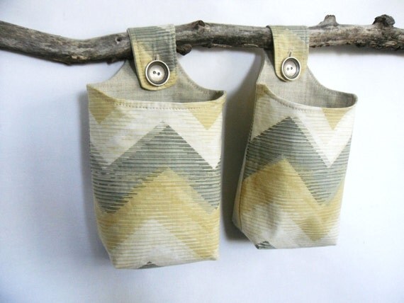 Fabric Hanging Baskets, Two Reversible Neutral Hanging Home Storage Baskets