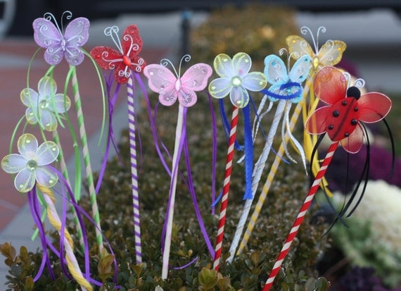10 Butterfly Fairy Princess Wand Party Favors Your Choice of Colors