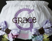 PERSONALIZED Baby to Toddler Diaper Cover Tutu Bloomer in Chocolate and Lilac for Little Girls - MONOGRAMMED Custom
