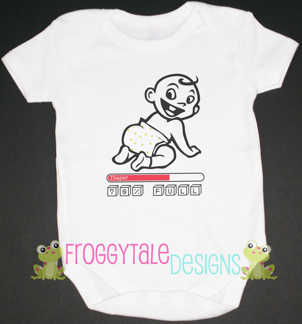 FUNNY Diaper Full Progress Bar Bodysuit Onesie For Little Baby Girls or Boys