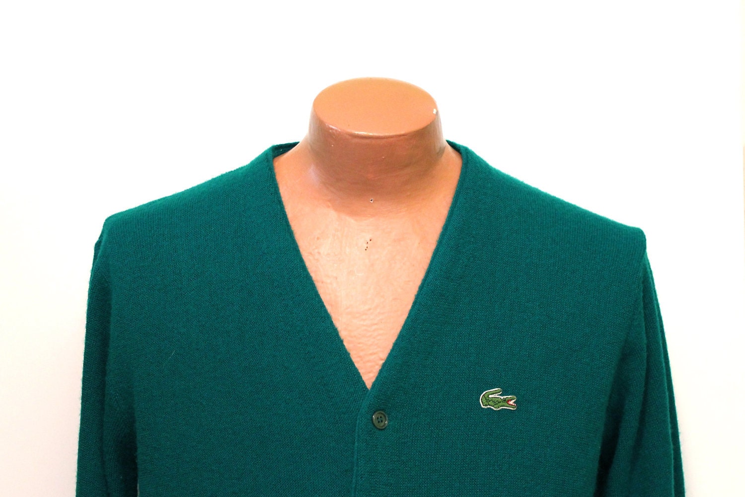 Vintage Izod Lacoste Cardigan : Men's Vintage Green Sweater - Large L