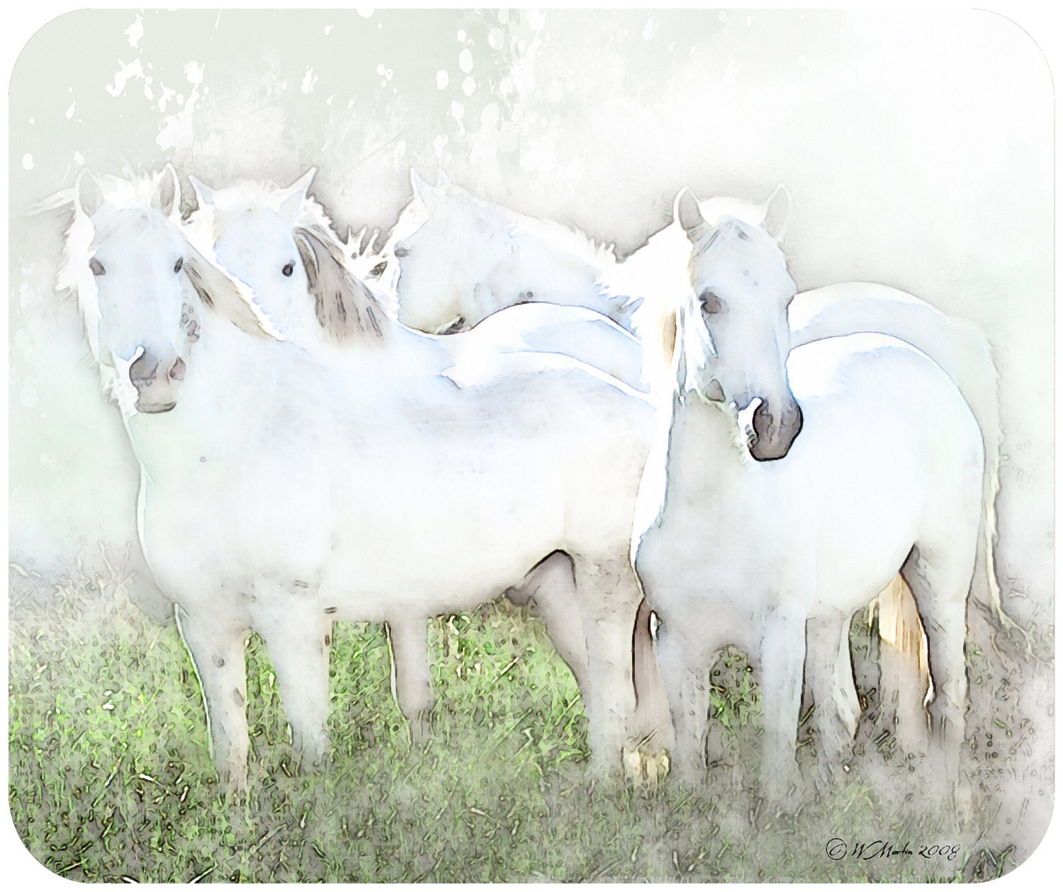 WATERCOLOR HORSES Mouse Pad - horses, anmal, mouse pad, computer accessory, office, home