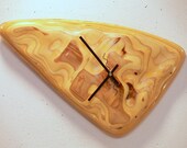 25%SALE NOW 90.00 Triangle Clock Nat. Handcrafted Sculpted & Shaped Wood, Retro Style, Modern Wall Art, Contemporary Sculpture, Mid Century