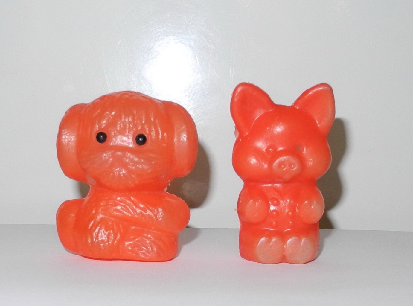 vintage toys...Russian USSR..dog and pig...vintage...small toys from the USSR..recall childhood.