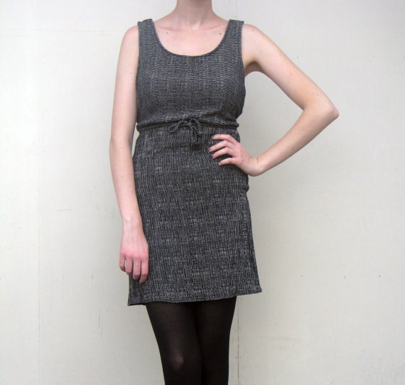 MAE.VALENTE Vintage Black and Gray Striped Dress S A L E